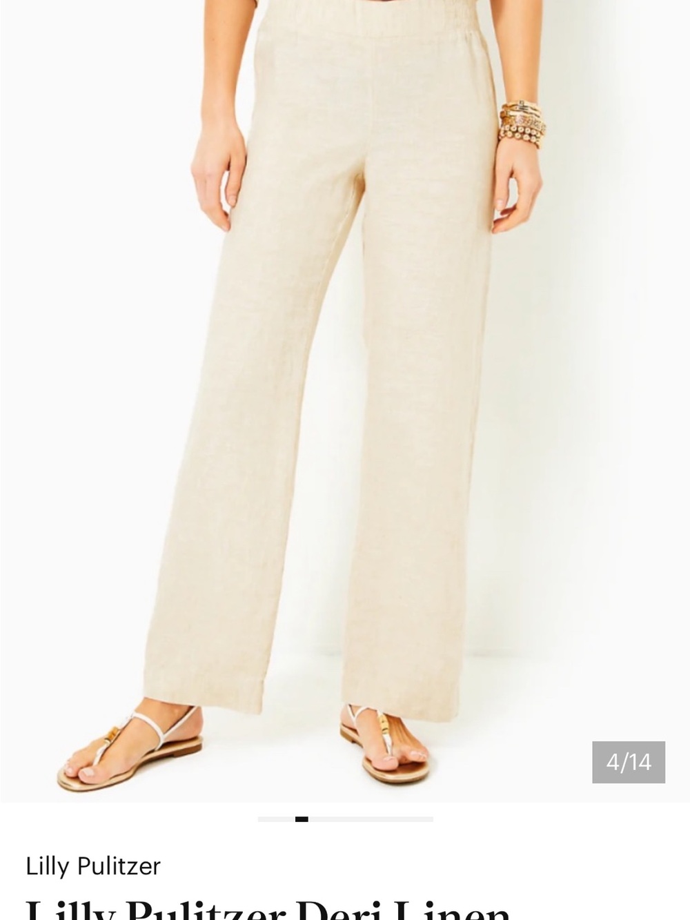 Lilly Pulitzer Deri Linen Pants XXS light tan